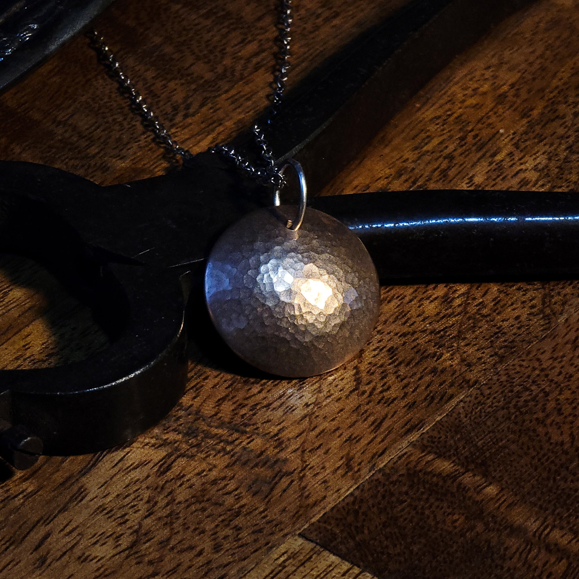 Simple Hammered Bronze Dome Pendant