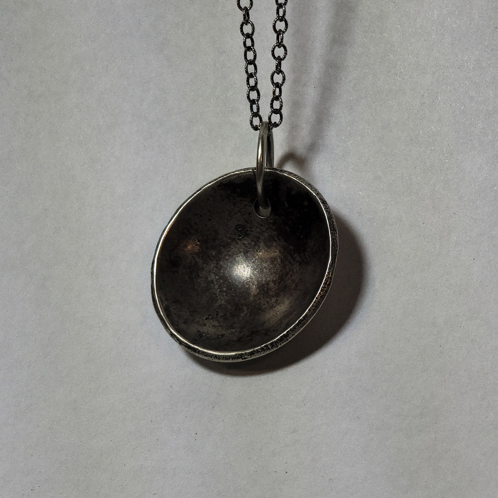 Simple Hammered Silver Dome Pendant